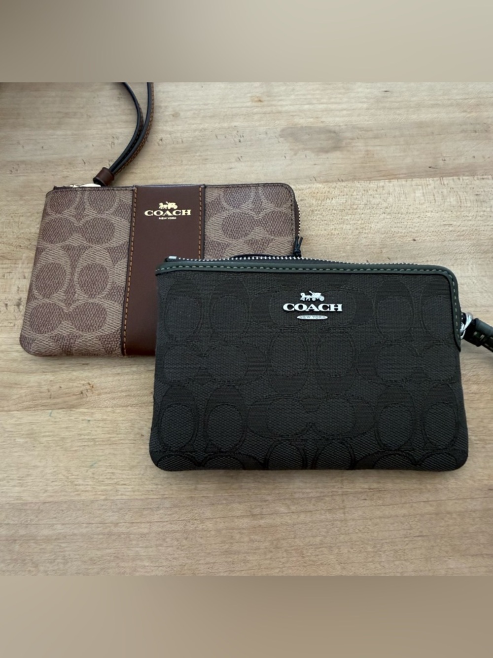 Coach Black and Brown Signature Wristlet Duo